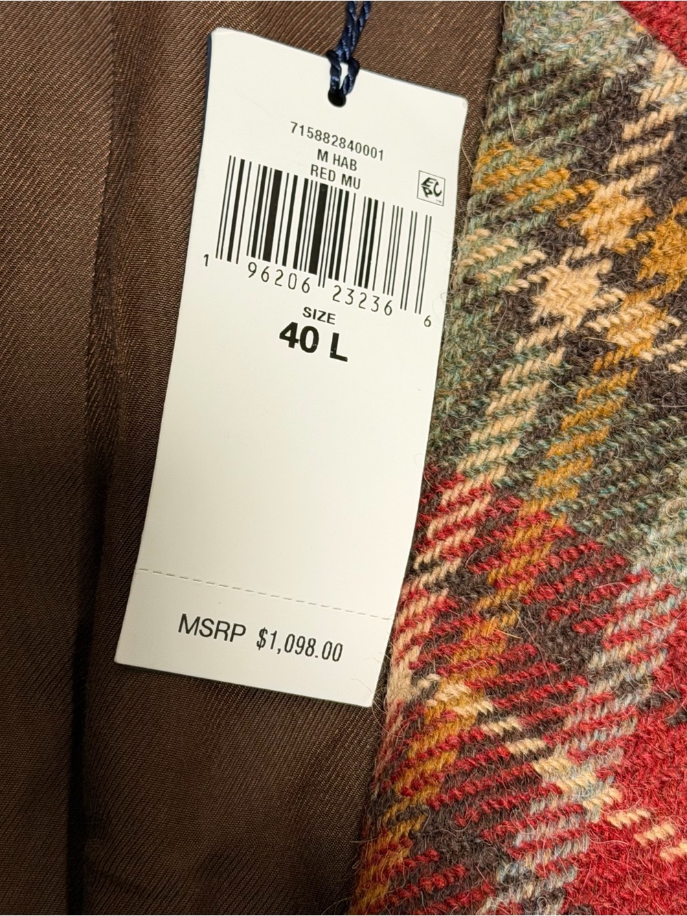 Polo Ralph Lauren Men's 40L Plaid Italy Wool Tweed Blazer Jacket Red NWT $1098 - Picture 5 of 12